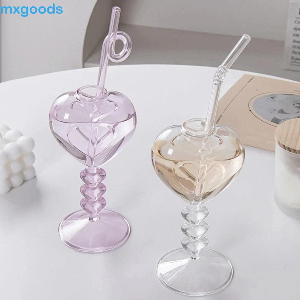 Copos De Coquetel MXGOODS1 , Vidro Transparente Em Formato De Coração Com Borda Lisa Para Bebida De Suco De Grande Capac
