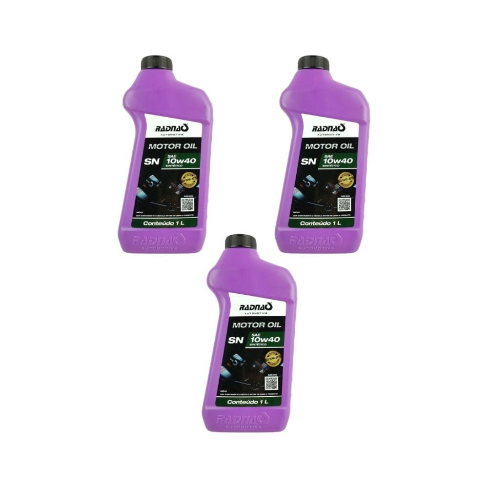 Kit 3 óleos Motor 10w40 Sintético Radnaq 1000 Sn A3/b4 1 Litro