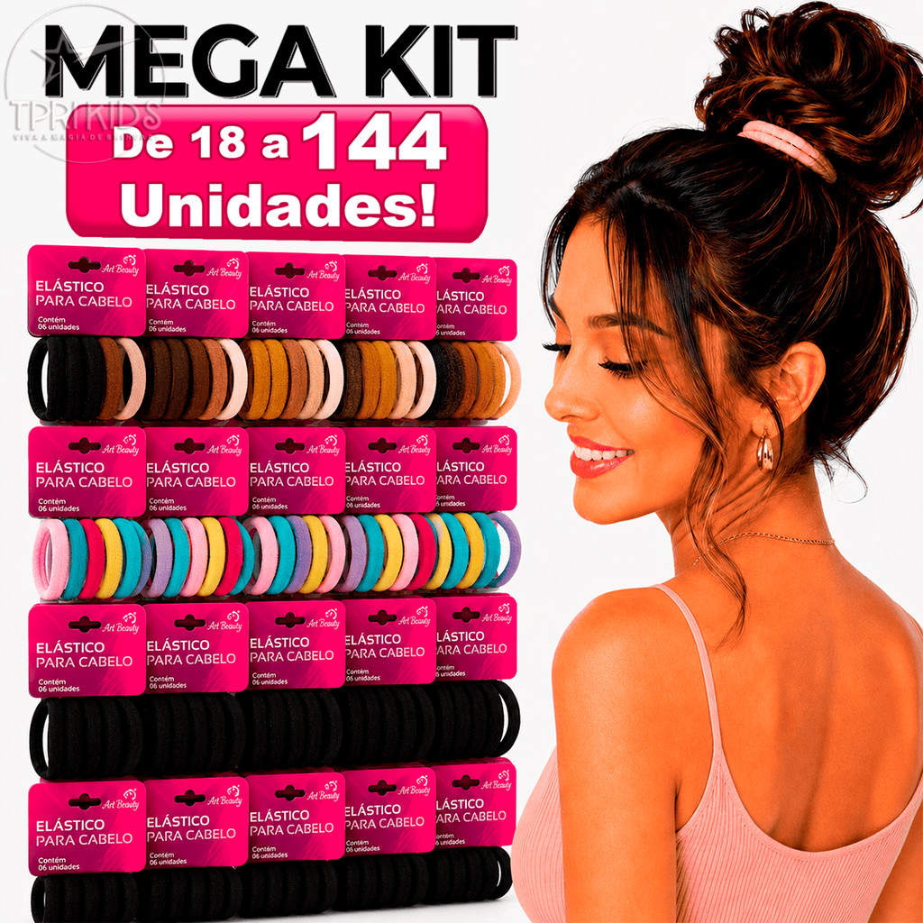Kit 18 a 144 Elástico de Cabelo Rabicó Xuxinha Médio Diversas Cores chuchinha Para Adulto e Criança