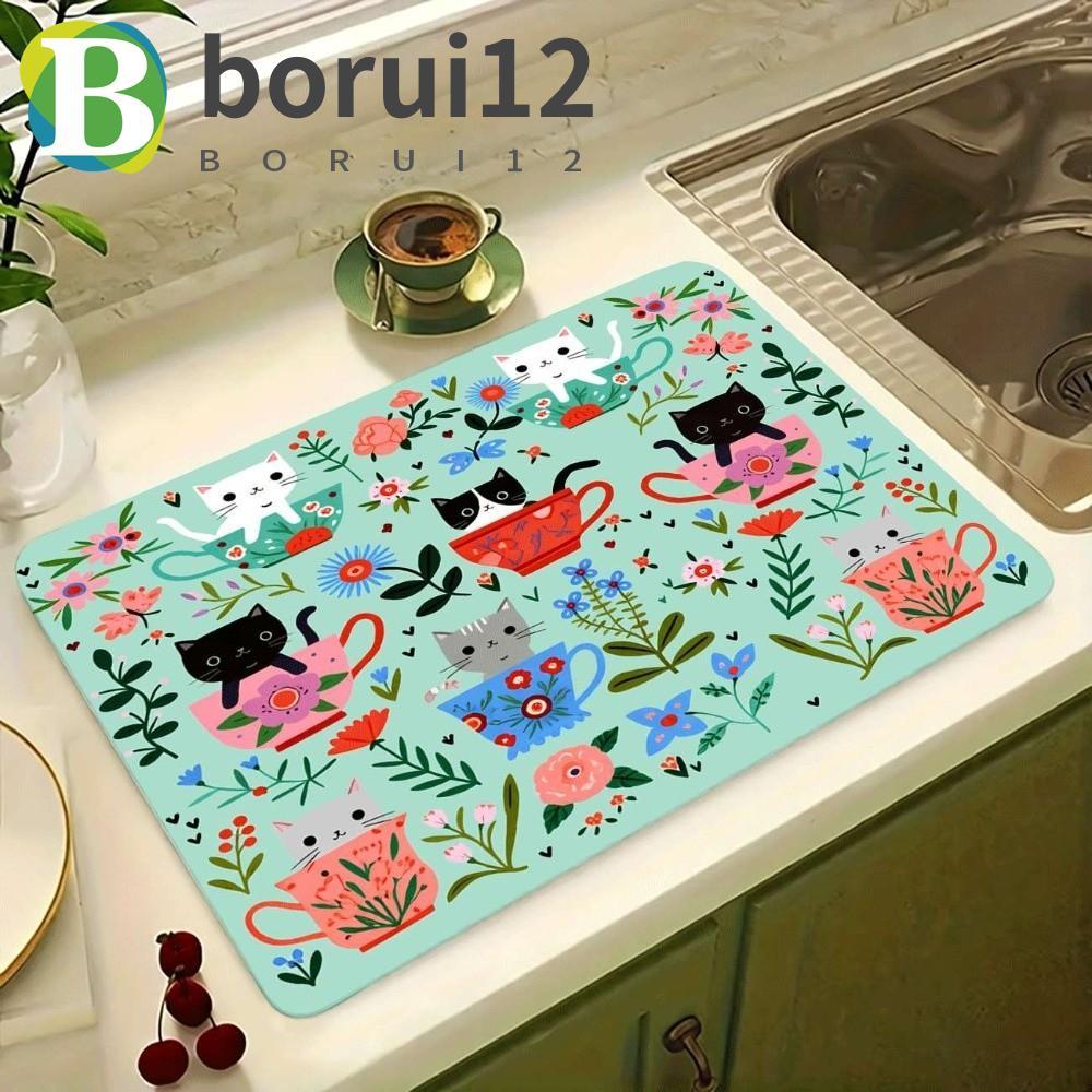 Café BORUIB | Tapete , De Cozinha Doce Floral Para Gato Secagem Retangular Absorvente Antiderrapante E Bar