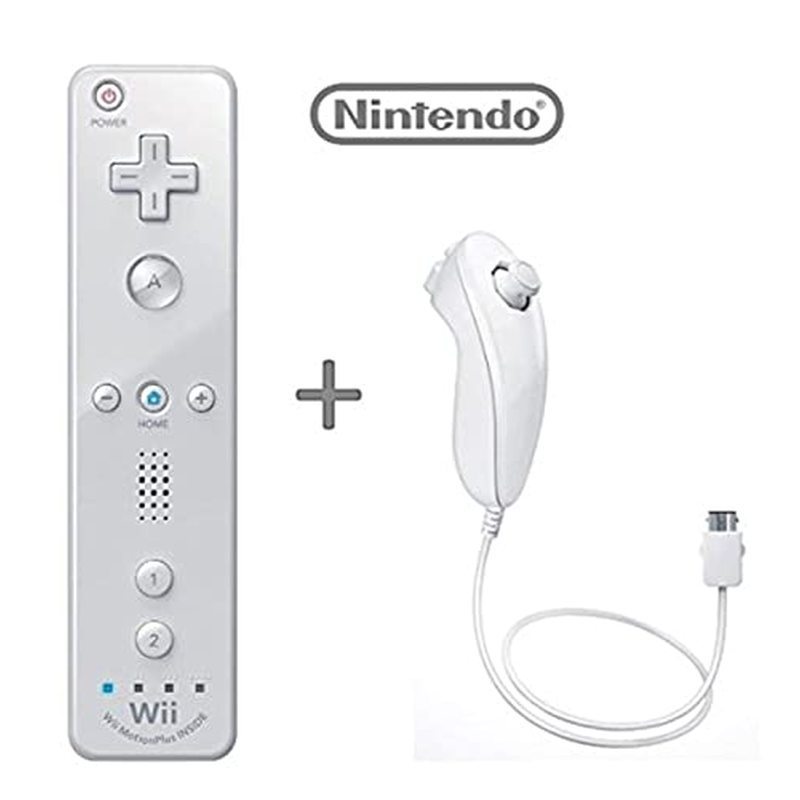Controlador Oficial Nintendo Wii/U Remote Plus E Conjunto De Pacotes Nunchuk Combo [Branco] (Embalagem Em Massa) (Renova