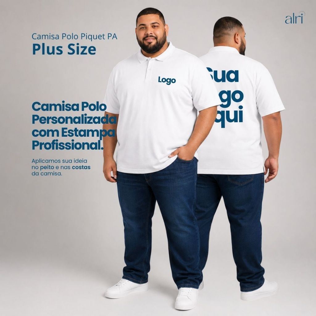 Camisa Polo Plus Size Personalizada Camiseta Polo Piquet Estampada Uniforme Empresa Logo Estampa Plus Size G1 / G2 / G3