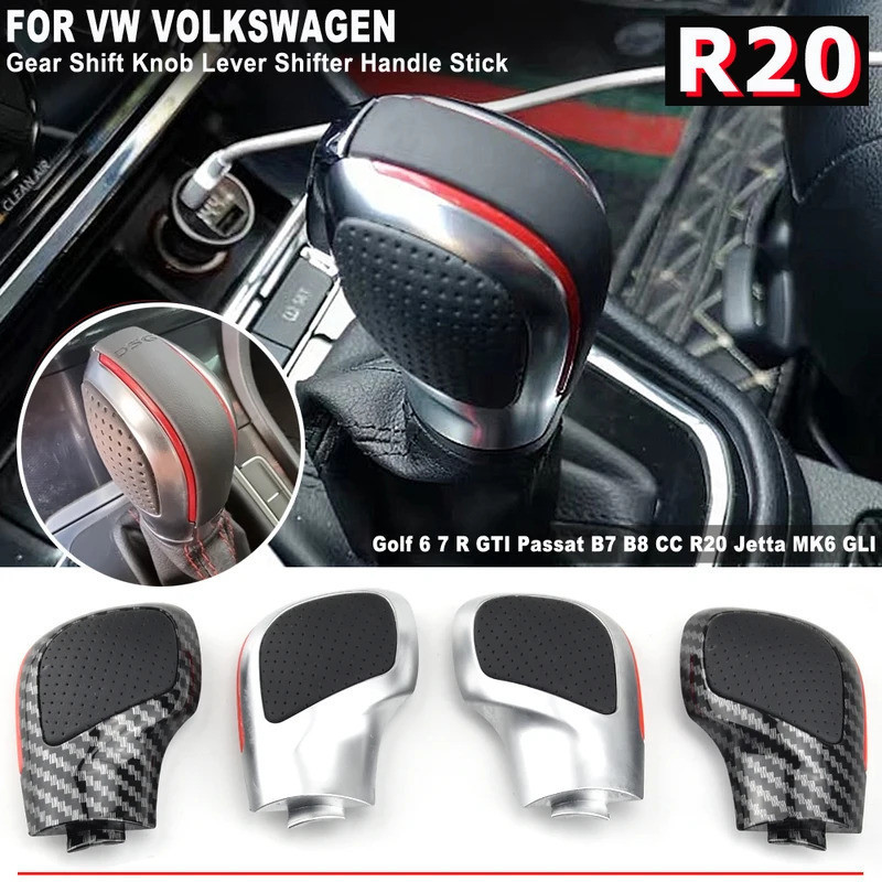 Para VW Golf MK6 MK7 R GTI Passat B7 B8 CC R20 Jetta MK6 GLI DSG, Manopla de Câmbio com Capa de Couro para Alavanca de C