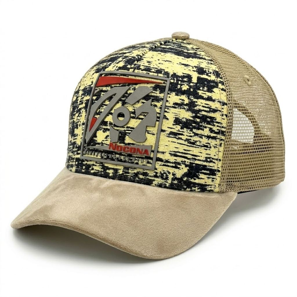 Boné Trucker Nocona Indio Aba Curva Country Veludo Camuflado Bege