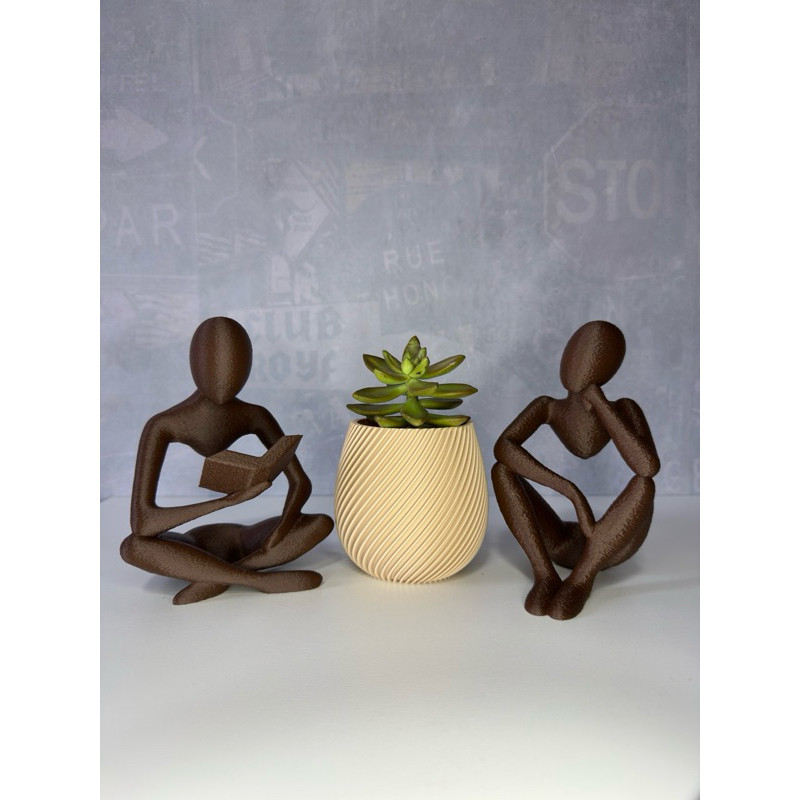 Kit Decoração – Estátua Livro e  Pensador e Vaso Espiral | Impressão 3D