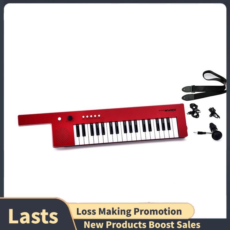 Portátil 37 Teclas Teclado Eletrônico Piano Mini Órgão Estilo Guitarra Musical , Vermelho