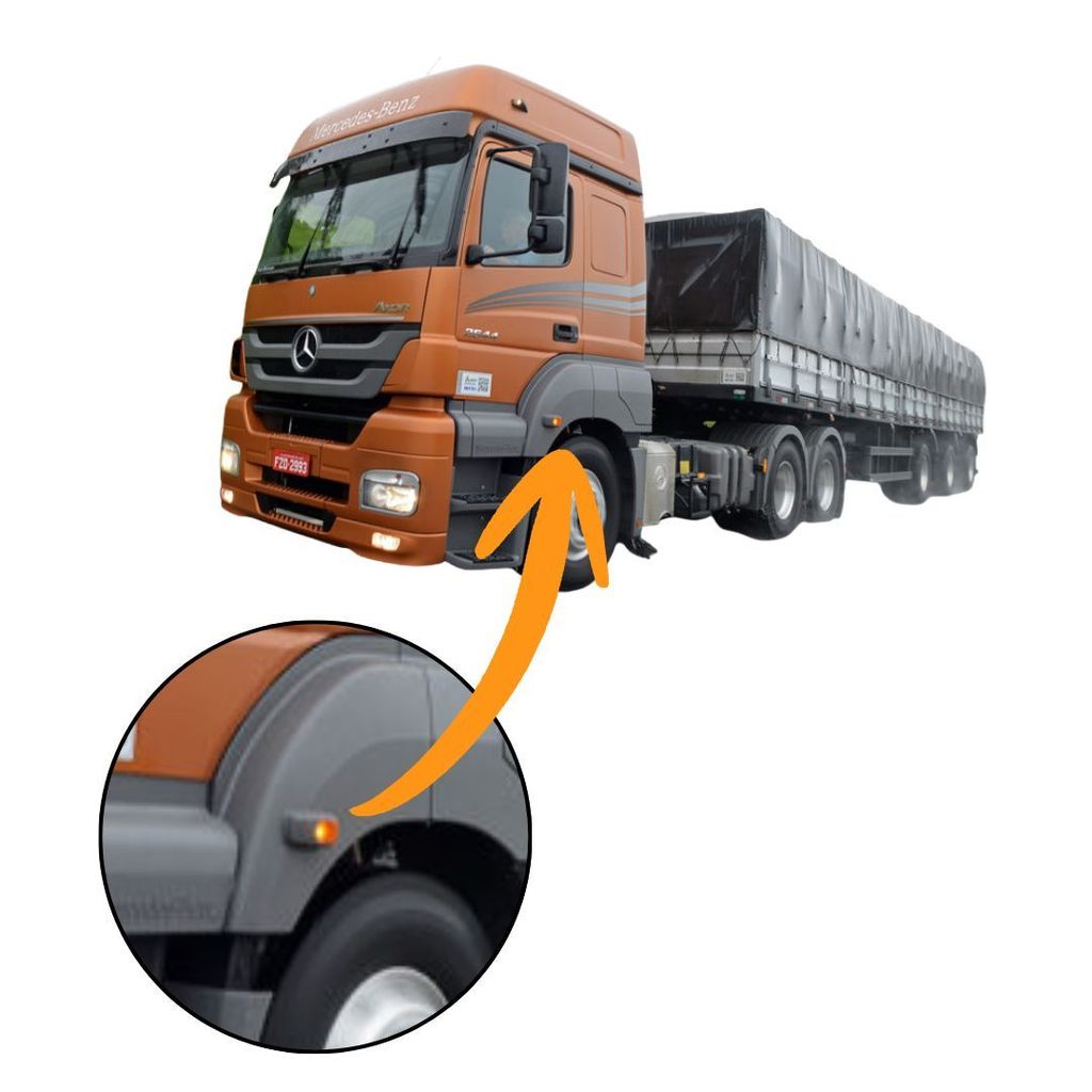 LANTERNA PISCA LATERAL PARA MERCEDES BENZ AXOR 2540 AMARELA COM CHICOTE INTEGRADO EDN — imagem 2 de 2