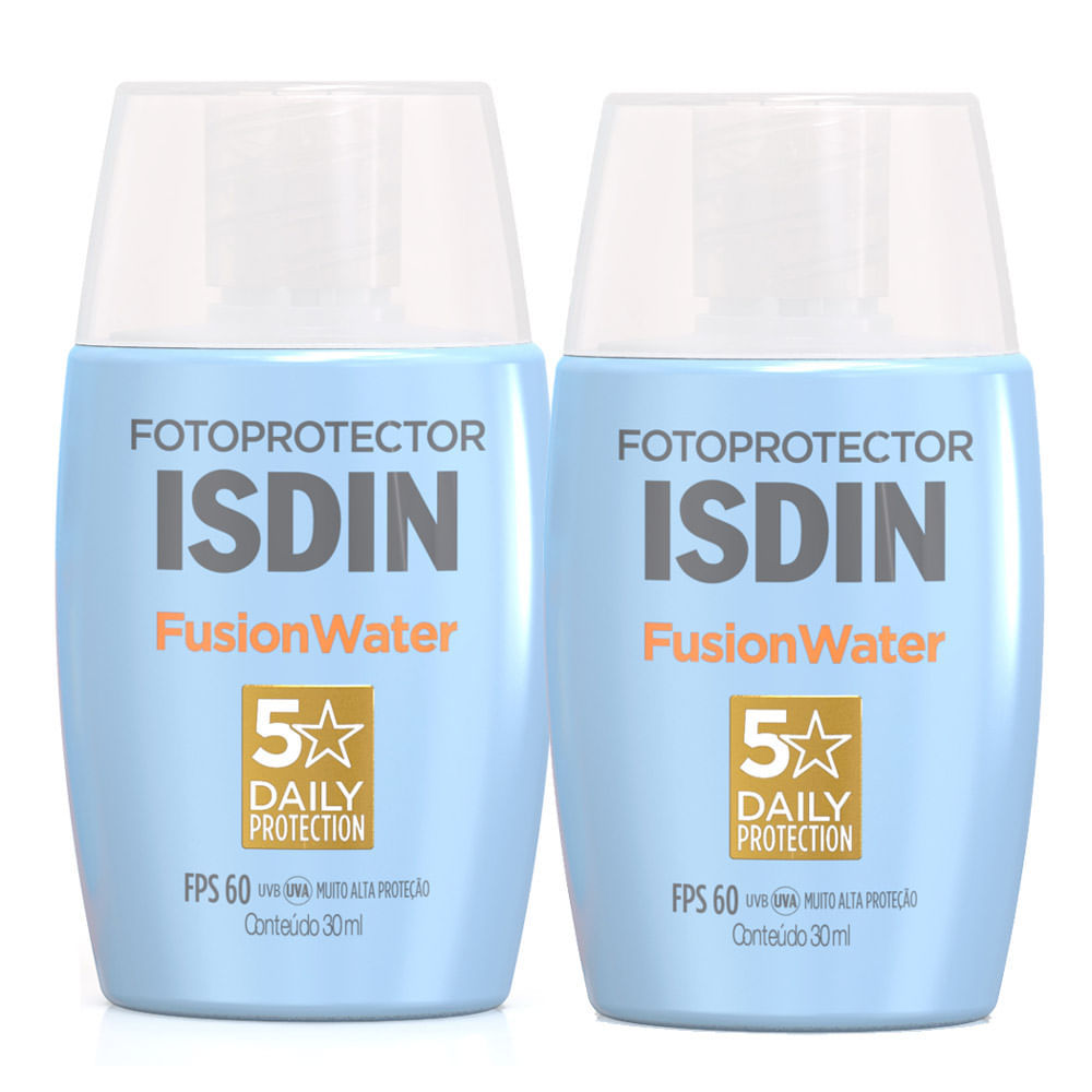 Kit 2 Protetor Solar Facial Isdin Fusion Water Oil Control FPS 60 com 30ml