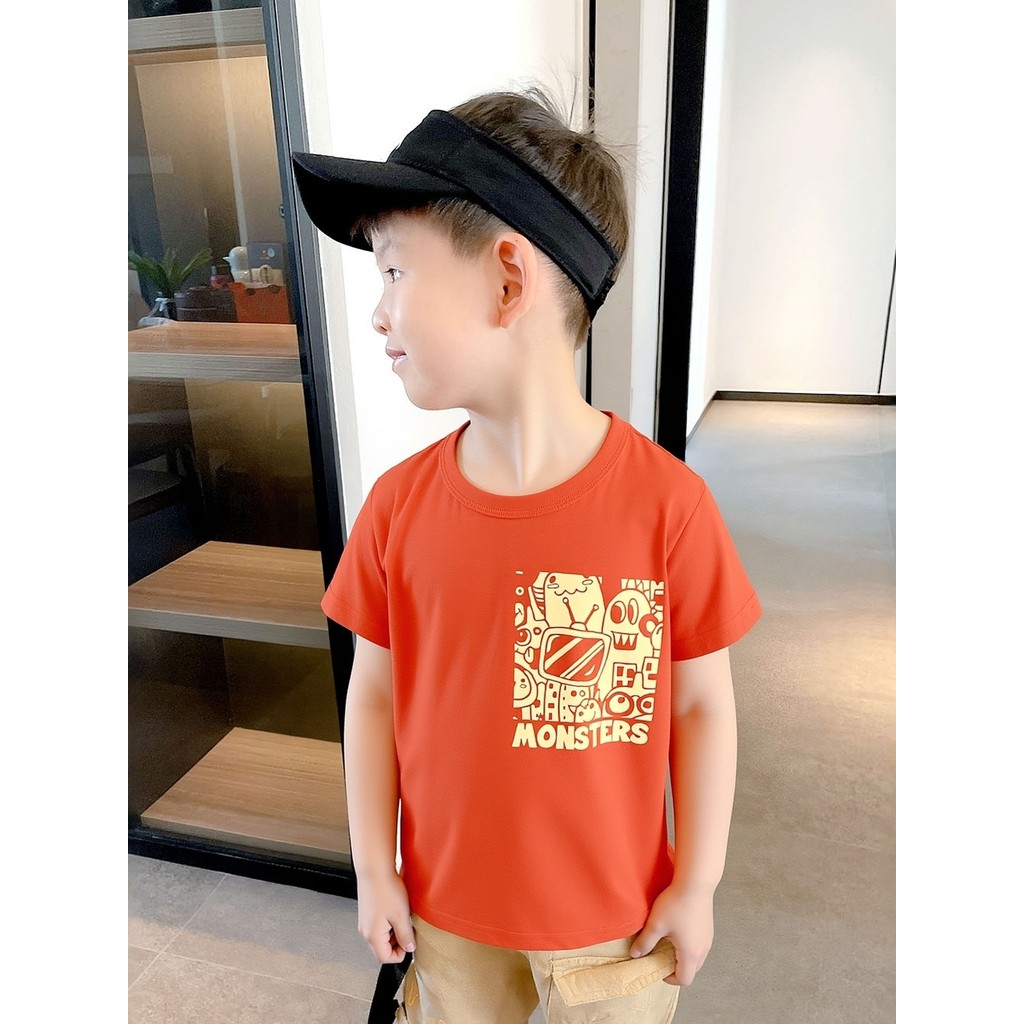 27 crianças roupas infantis 2026 verão crianças puro algodão desenho animado impresso camiseta de manga curta versão cor