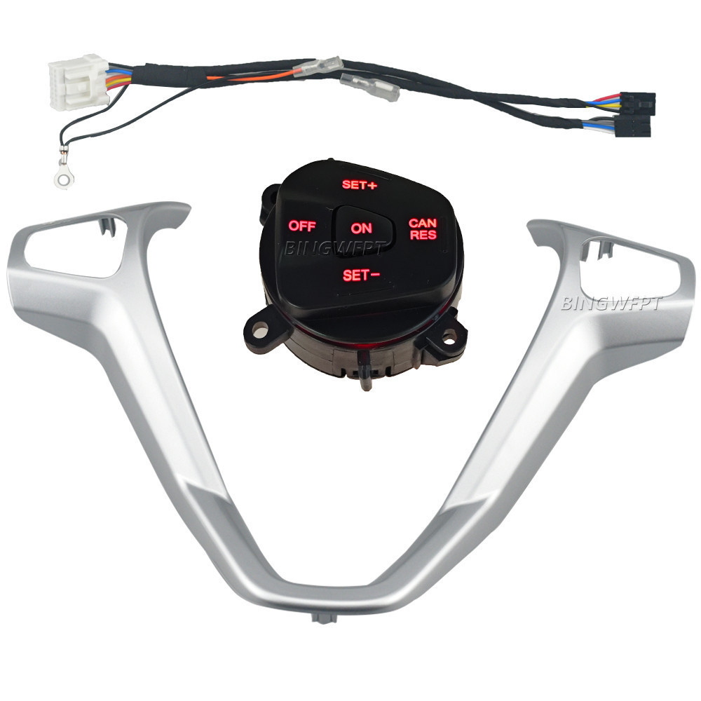 Capa De Volante Com Luz De Fundo Vermelha/Azul Decorativa + Botões De Controle De Cruzeiro Para Ford Fiesta MK7 Ecosport