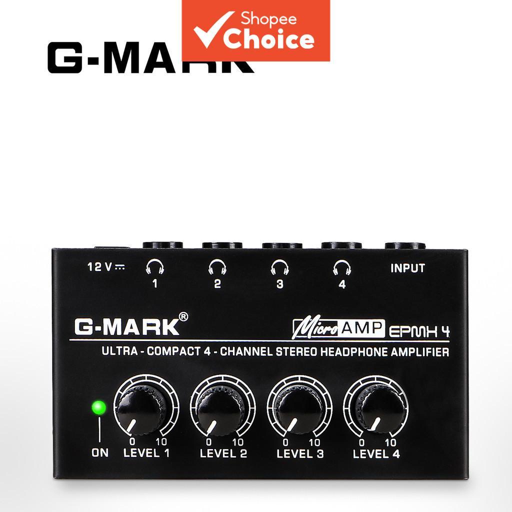 Amplificador de Fones G-MARK 4 Canais EPMH4 Mini Divisor Estéreo Metálico para Monitoramento de Guitarra e Música