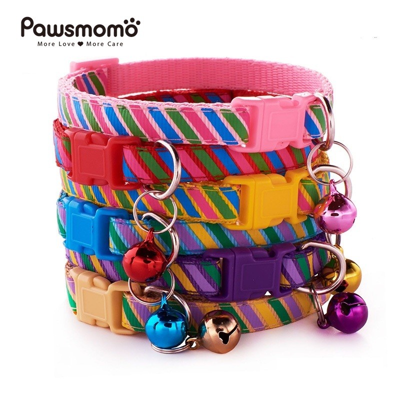 6 Pçs/set Tira Impressa Coleira De Gato Fivela De Segurança Com Sino Breakaway Pet Pequeno Cão Collier Corrente Colar Pe