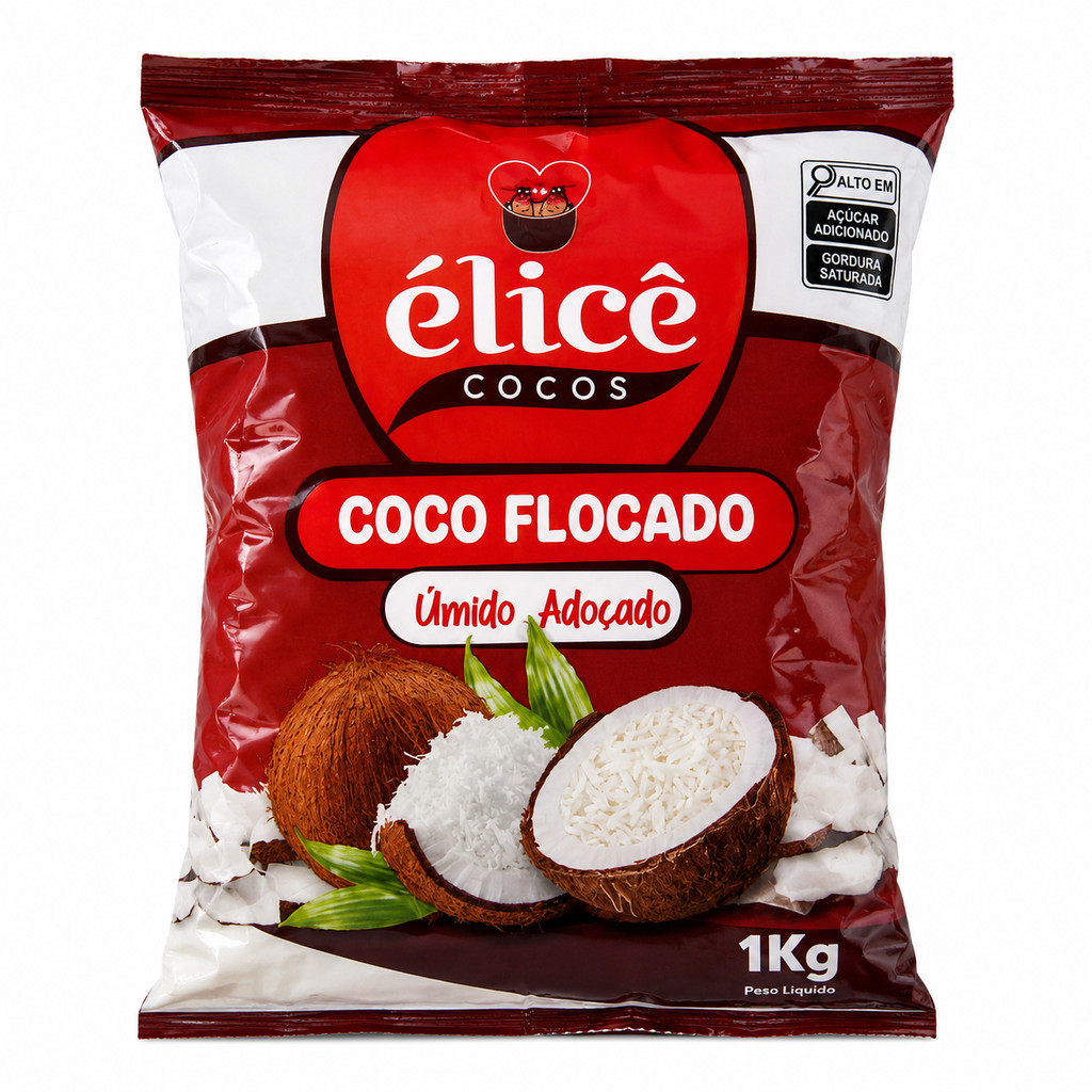 Coco Flocado Coco em Flocos 1Kg úmido e Adoçado - Élicê