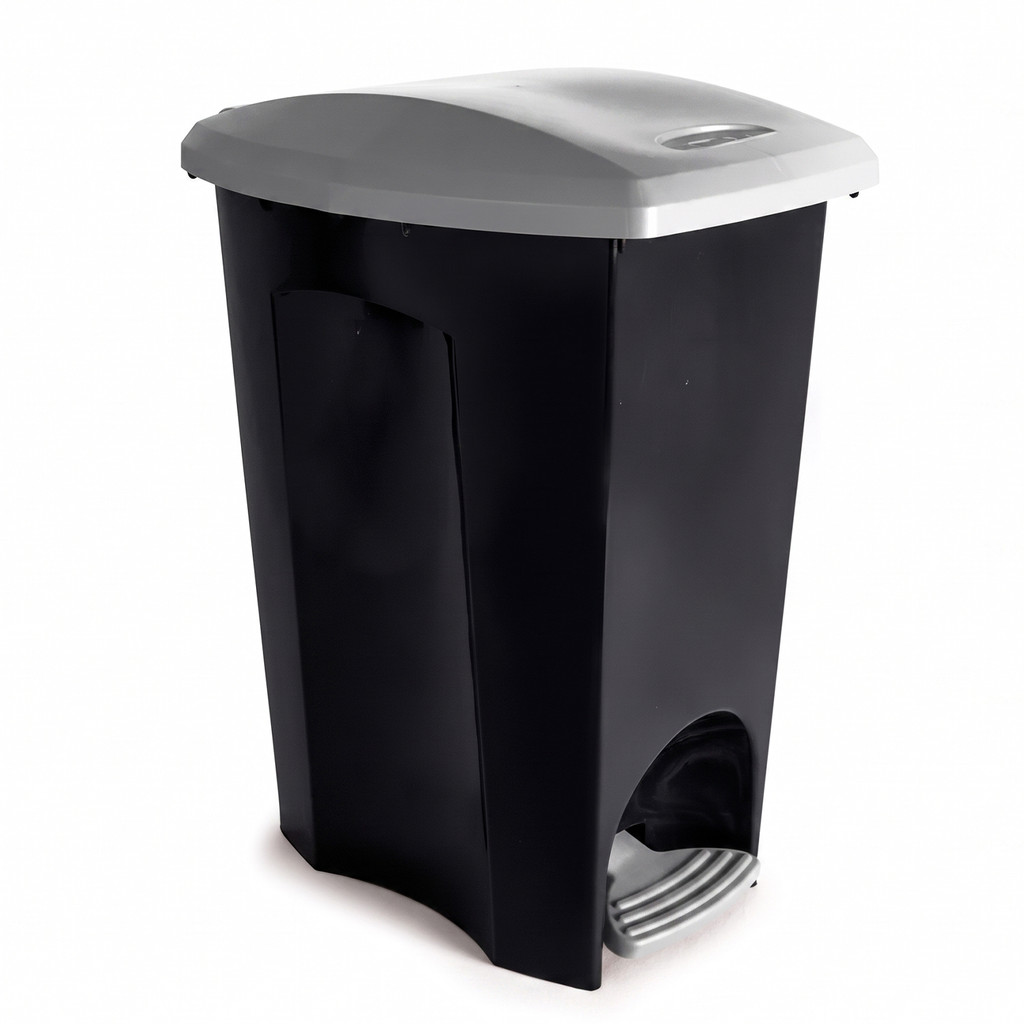 Lixeira De Pedal 30L Ecoblack Lisa Cesto De Lixo Reforçado Para Cozinha Banheiro - Plasútil