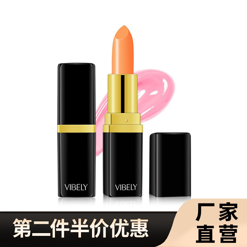 VIBELY Genuíno Red Cherry Batom que muda de cor Planta Sensor de temperatura saudável Bálsamo labial que muda de cor