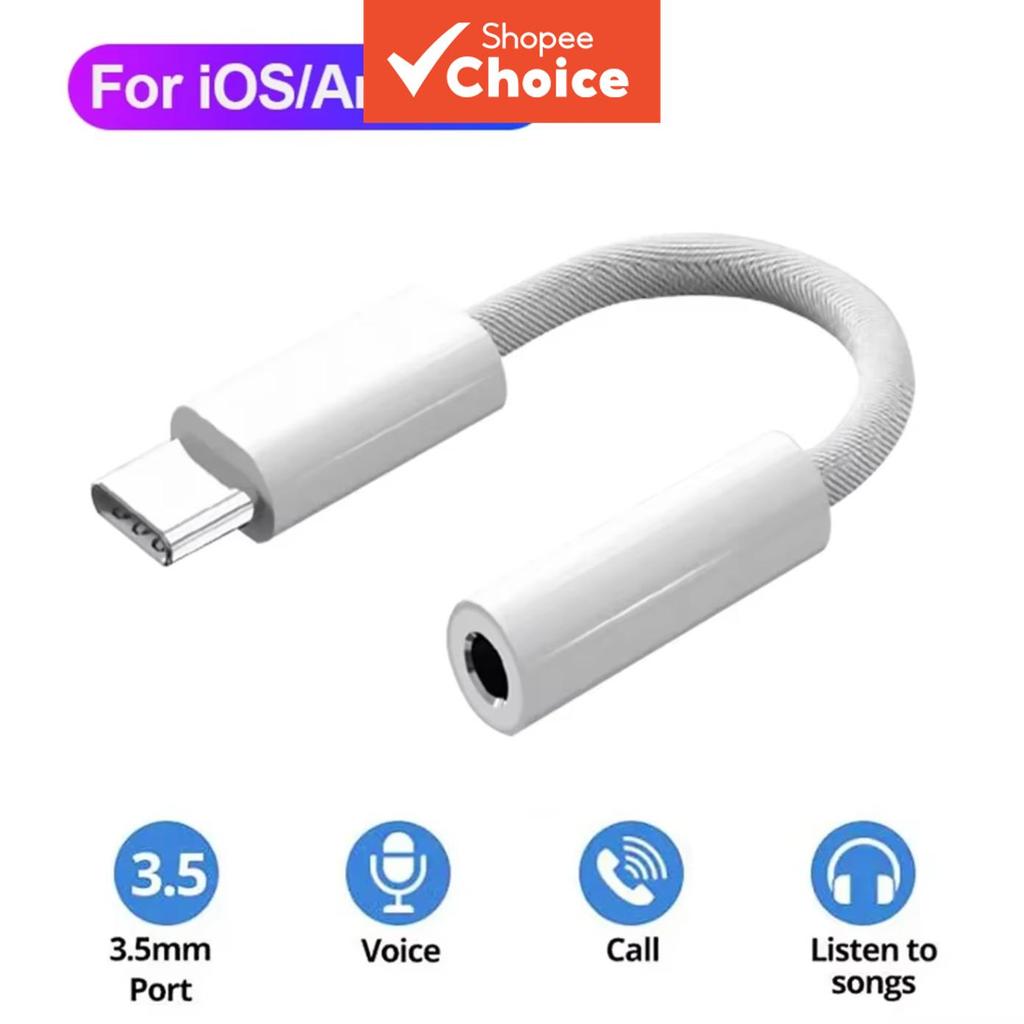 Adaptador de fone de ouvido USB Tipo C para 3,5 mm, cabo conversor de áudio USB-C para 3,5 mm compatível com iPhone 15