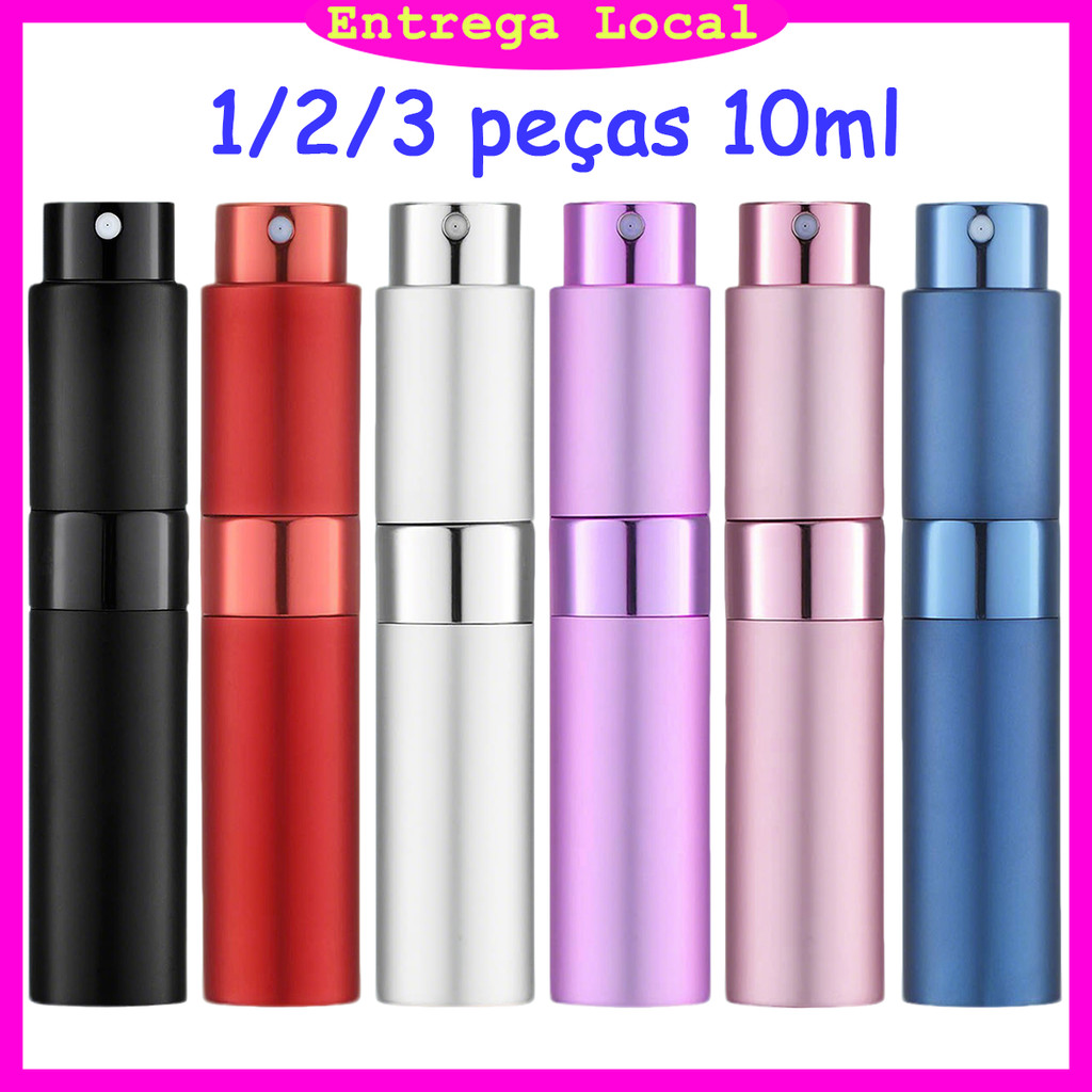 1/2/3 Peças Atomizador de perfume recarregável, frasco portátil de 10 ml, spray atomizador de perfume portátil