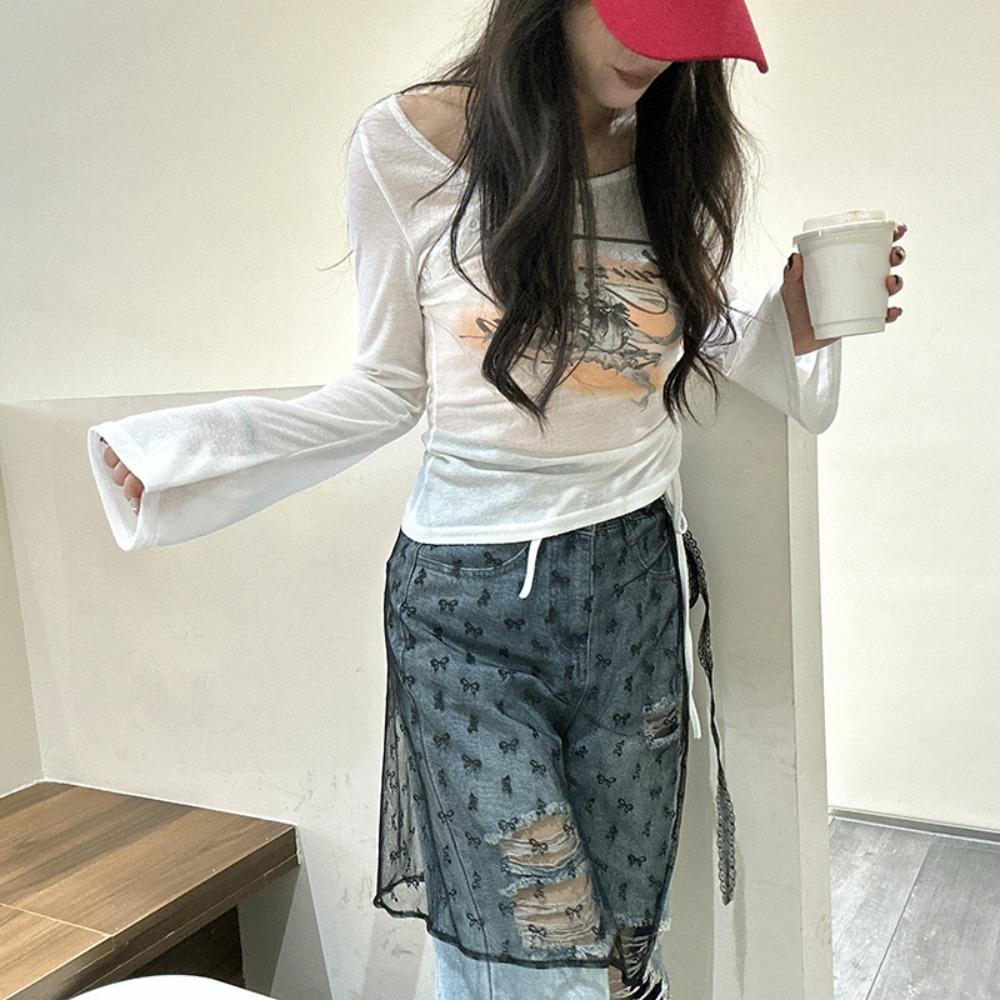 PEONYQ Saias De Colo , Avental De Renda , Saia Harajuku De Bandagem Em Camadas Com Emenda Feminina