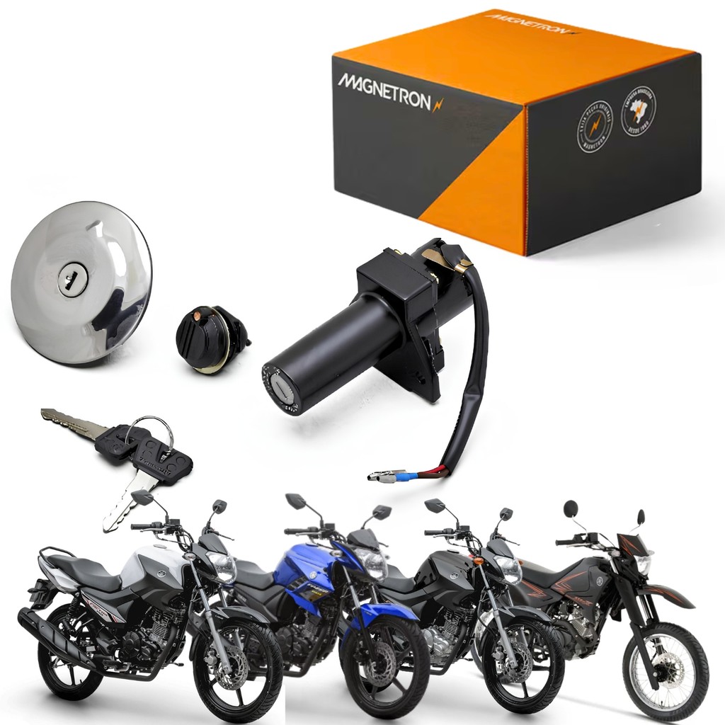KIT CONJUNTO TRAVAS CHAVE IGNIÇÃO TANQUE GUIDÃO MAGNETRON YBR FACTOR 125 150 FAZER 150 XTZ 125