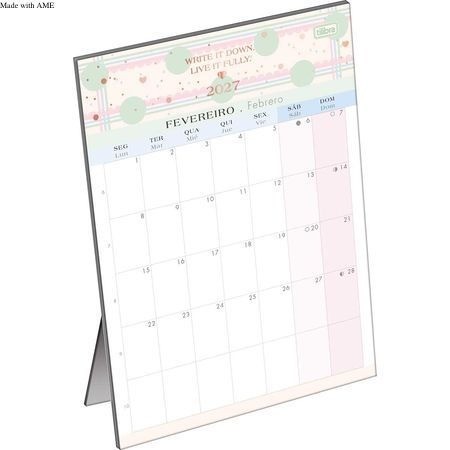 Calendário Planner de Mesa Soho 2027 Tilibra Mensal 13,8x19cm Decorado