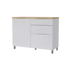 Balcão de Cozinha Marquesa p/Pia 1 Porta e 3 Gaveta c/ Tampo 120cm Branca/Nature - Nesher