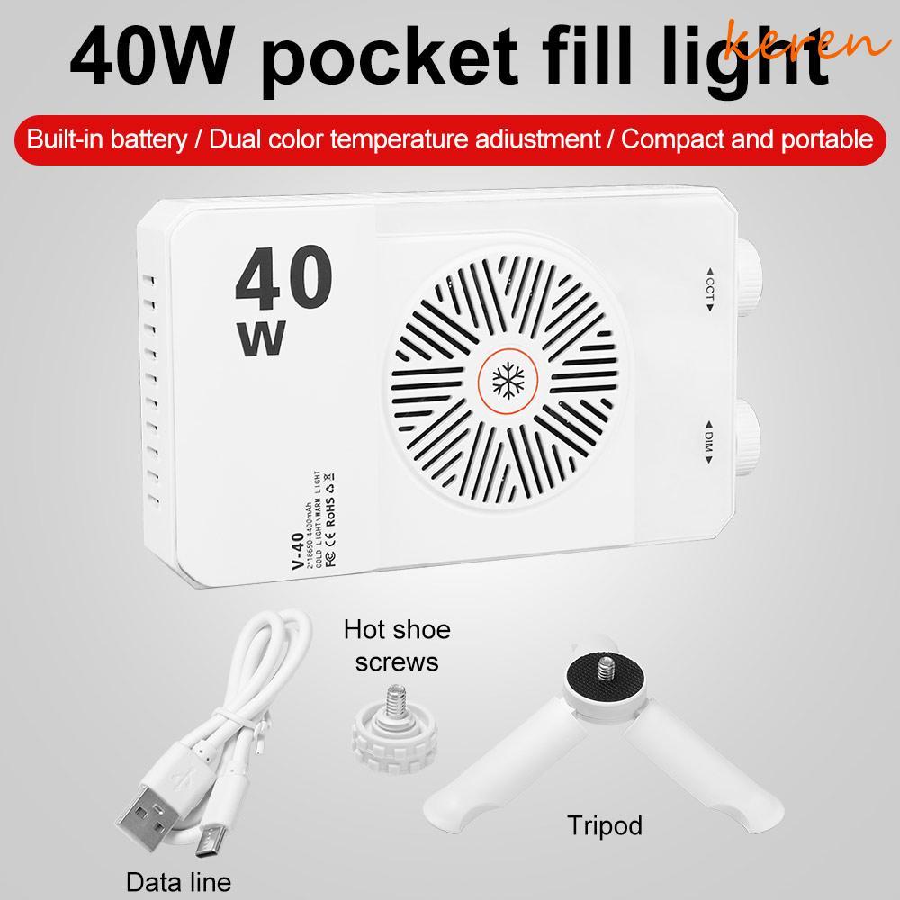 Luz De Câmera LED KEREN , Bateria De 4400mAh CRI/TLCI 90 + Mini Lâmpada De Vídeo , Preenchimento Portátil De 40W