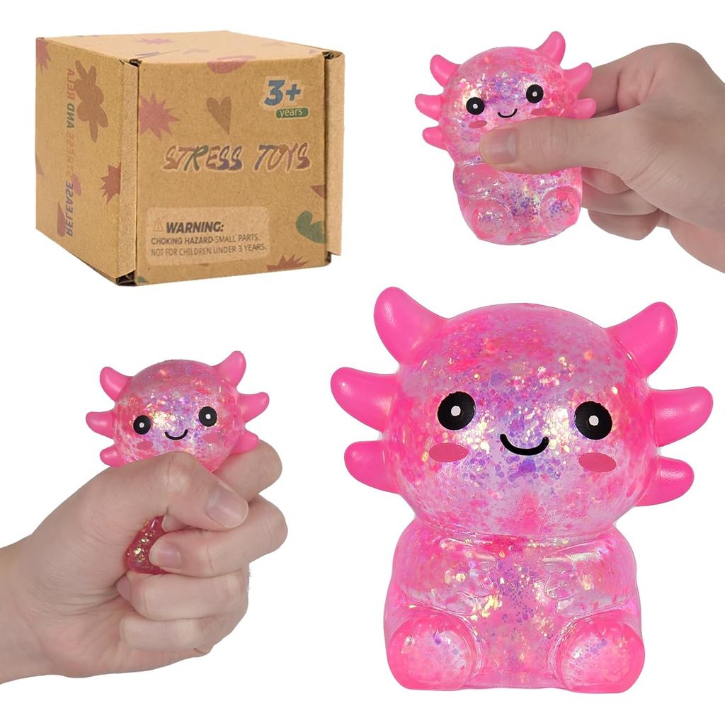 Brinquedos Squishy Axolote, Brinquedos Sensoriais Macios para Alívio do Estresse e Autismo, Brinquedos Squishy de Retorn