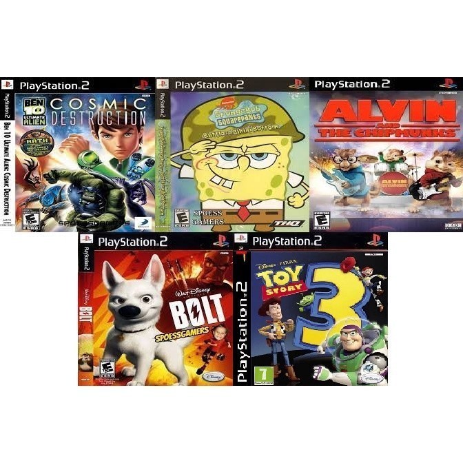 Jogos PS2 Ben 10 Bob Esponja Bolt Toy Story Alvin e os Esquilos infantil