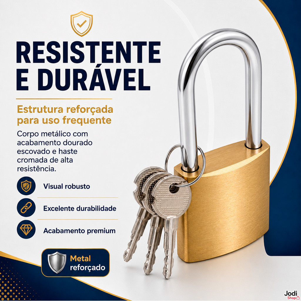 Cadeado Tetra Haste Longa 50mm para Portões Grades e Correntes