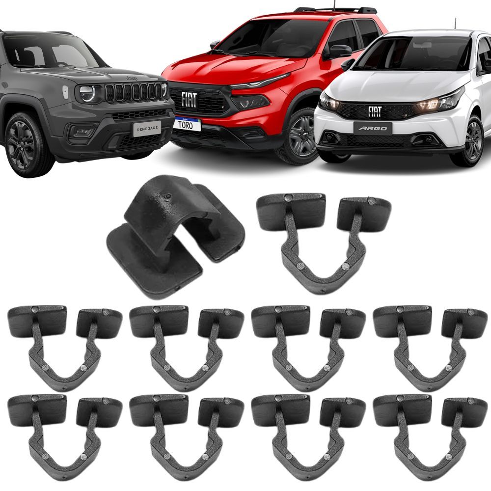 Kit 100 Presilha Forro Capô Fiat Argo Strada Toro Renegade