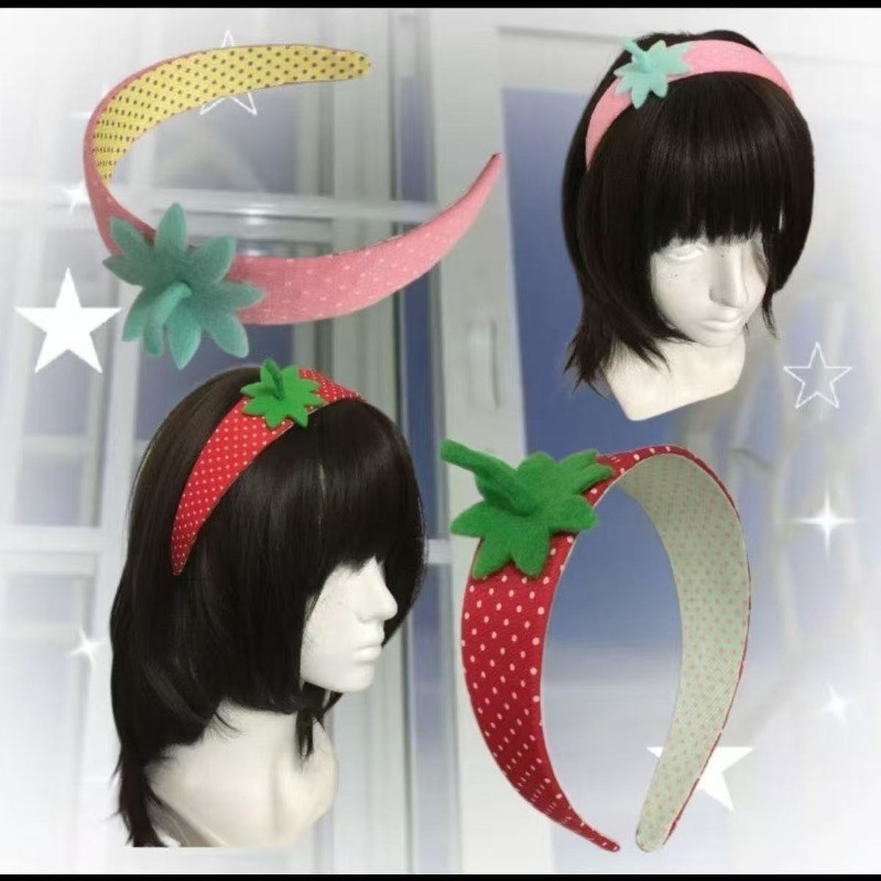 Novo Showa Morango Acessórios De Cabelo Antigo Bonito Bandana Doce Menina Bolinhas Dopamina