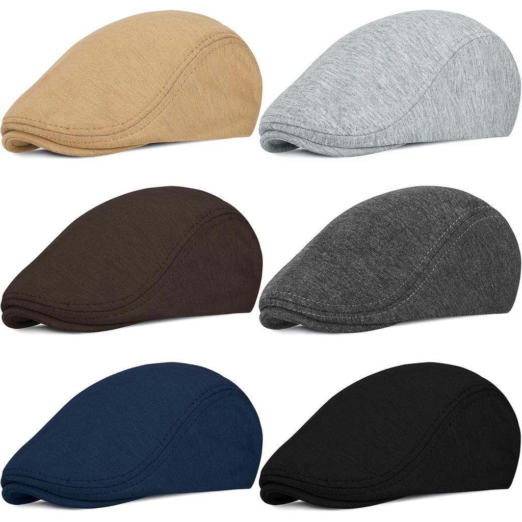 6 Peças de Bonés Masculinos Estilo Newsboy, Bonés Gatsby, Bonés de Motorista, Bonés de Caça, Bonés Planos Newsboy, Chapé