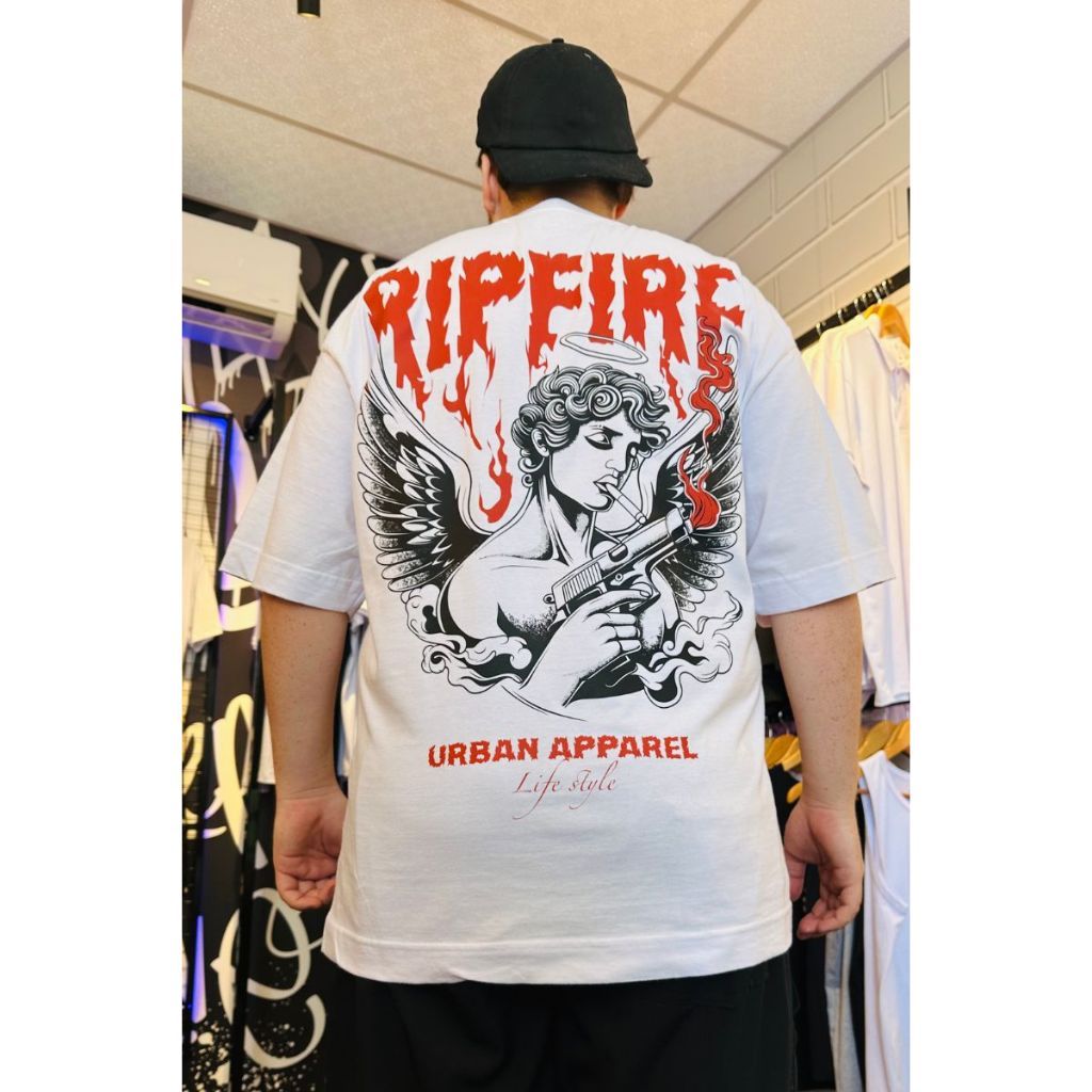 Ripfire Camiseta Oversized Malhão Angel Pistol Streetwear Masculina Urban Algodão basica