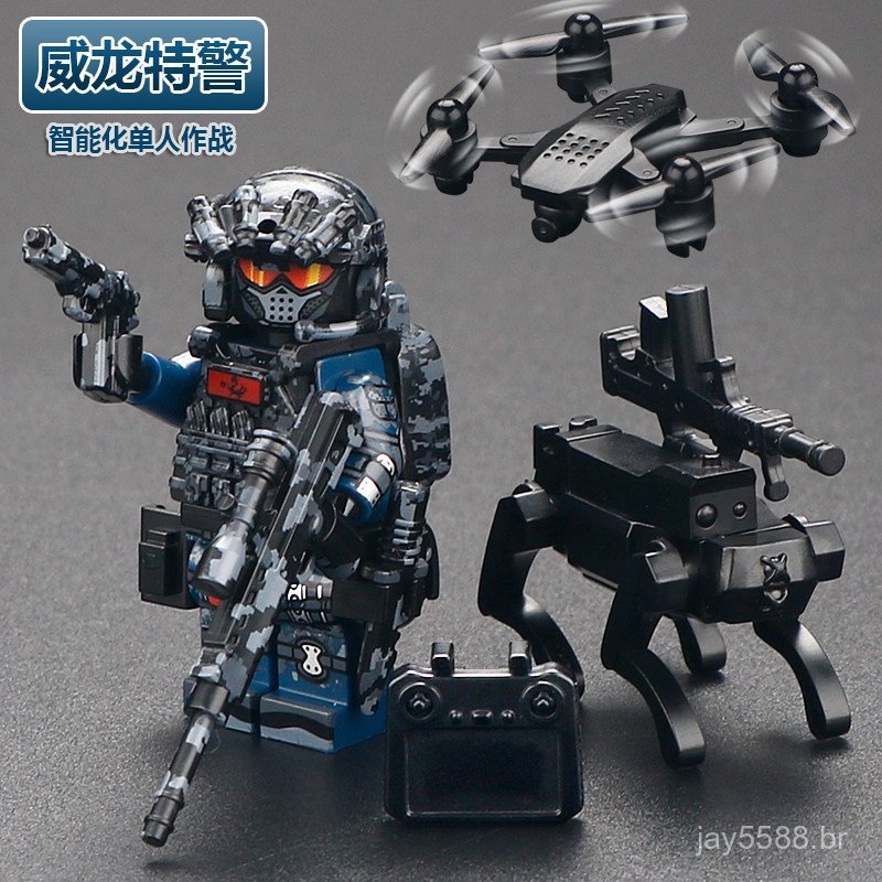 Popular Minifigura de Soldado SWAT da Força Especial Dragão Delta Force Weilong com Equipamento de Proteção, Brinquedo d