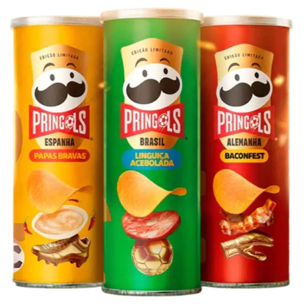 Detalhes do Kit Pringles Copa Brasil Alemanha Espanha 3 Unidades + Brinde Exclusivo Edição Especial futebol