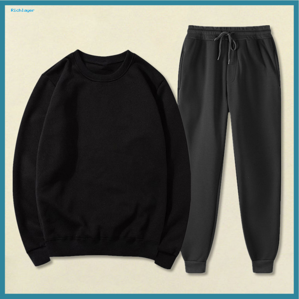 Regular Fit Athletic Set 2pcs Sports Suit Women Long Sleeve Pullover Top Elastic Waist Drawstring Pants Casual Workout O