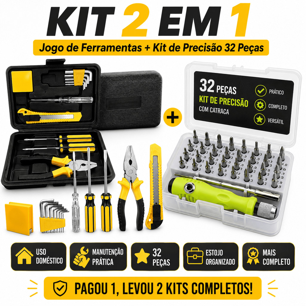 Conjunto de ferramentas manuais com 12 peças, kit de ferramentas multifuncional, com caixa de ferramentas portá
