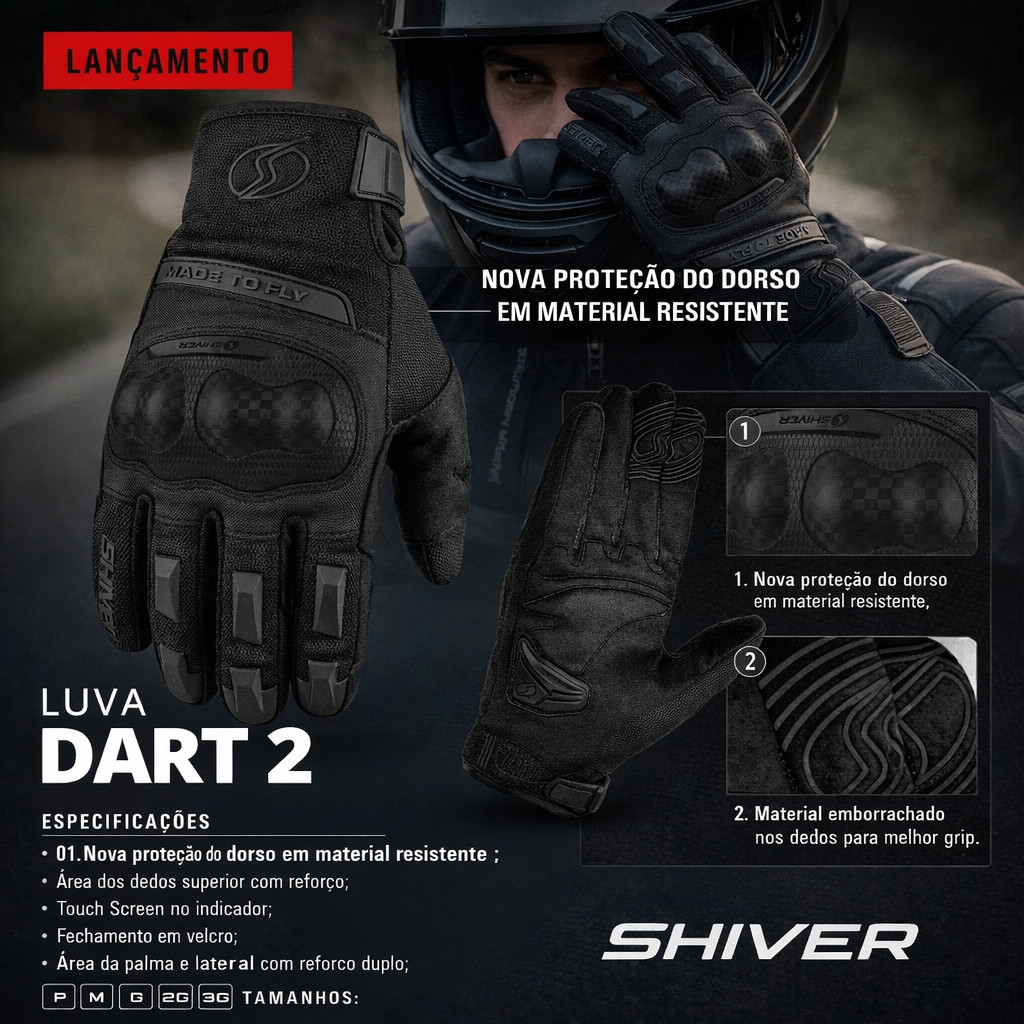 Luva Motoqueiro Motoboy Delivery Touch Screen PILOTO RACING Shiver Dart 2 PROTEÇÃO SEGURANÇA ESTILO X11