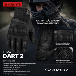 Luva Motoqueiro Motoboy Delivery Touch Screen PILOTO RACING Shiver Dart 2 PROTEÇÃO SEGURANÇA ESTILO X11