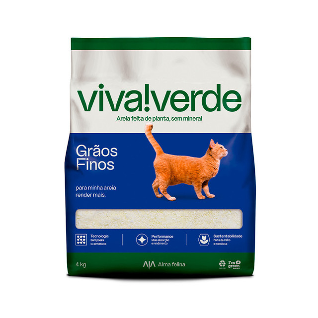 Areia Higiênica Viva Verde Para Gatos Grãos Finos 4kg