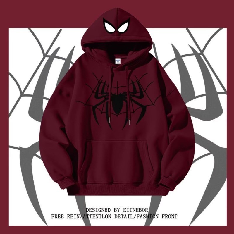 Moletom Com Capuz Retro Pullover Street Spider Print Hoodie for Men's Fashion Cardigan Promoção  Abrigo Capote