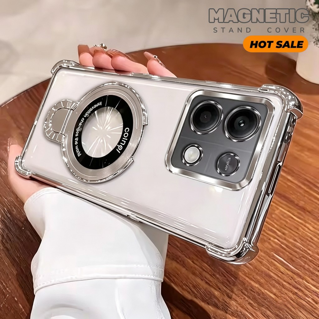 Capa Magsafe Com Suporte Magnético Revestida À Prova De Choque Para Moto Edge 70 60 50 Fusion G17 G67 G77 G06 G56 G86