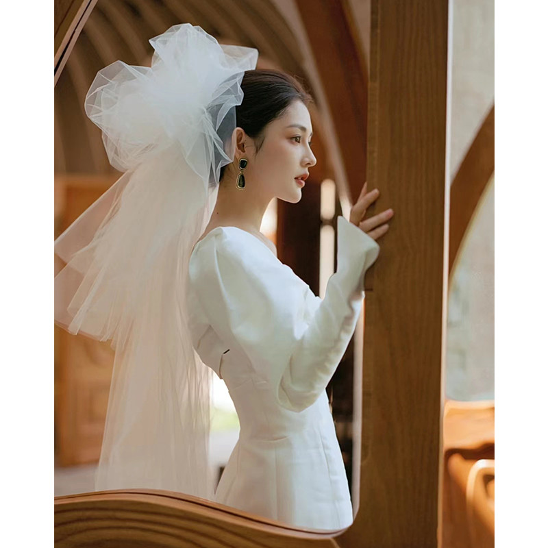 Véu de casamento mestre de noiva brincalhão Super fada gaze fofa malha dura gaze lisa curta multicamadas estilo fotograf
