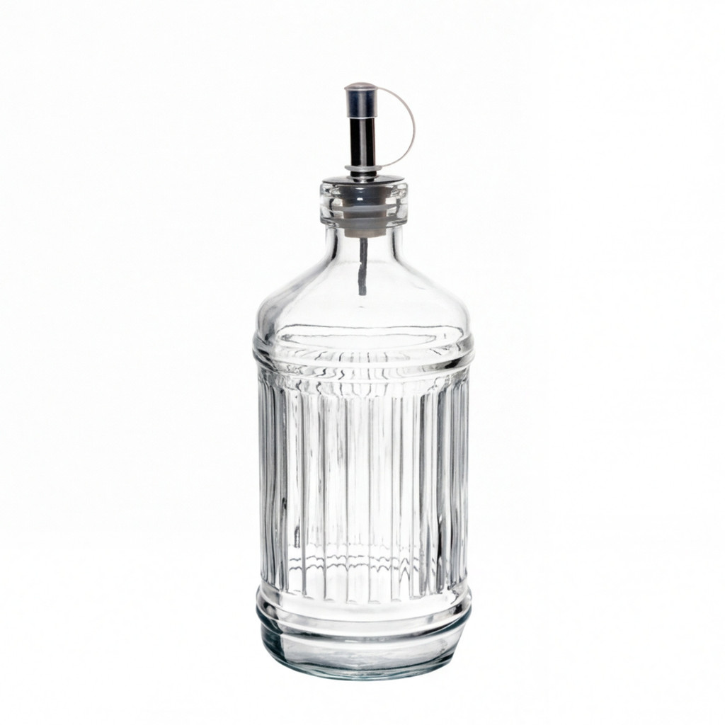 Galheteiro 500ml Porta Azeite Vinagre Pimenta Porta Tempero Vidro Tampa Bico Dosador Metal Mesa