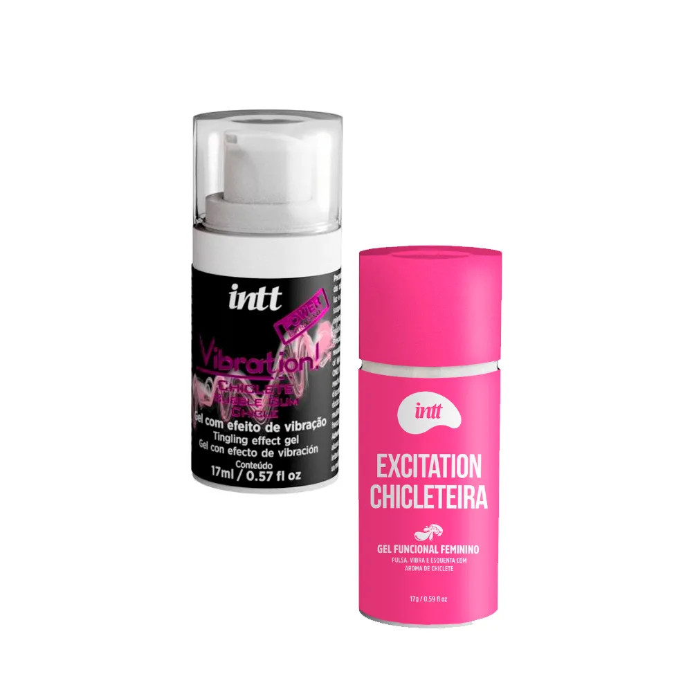 Kit da Esguichada Gel Feminino - Excitation Chicleteira + Vibration Chiclete - Vibrador Líquido