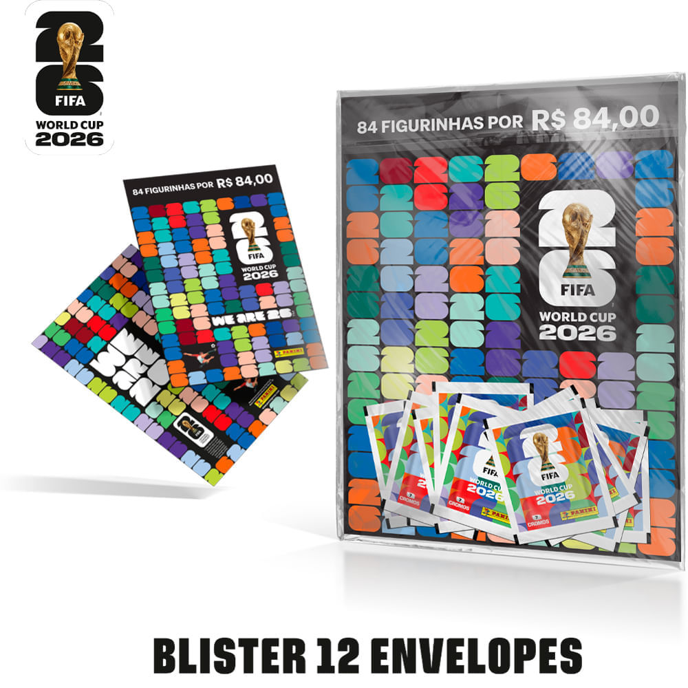 Blister Panini Copa do Mundo 2026 + 12 Envelopes de Figurinhas Oficiais Fifa