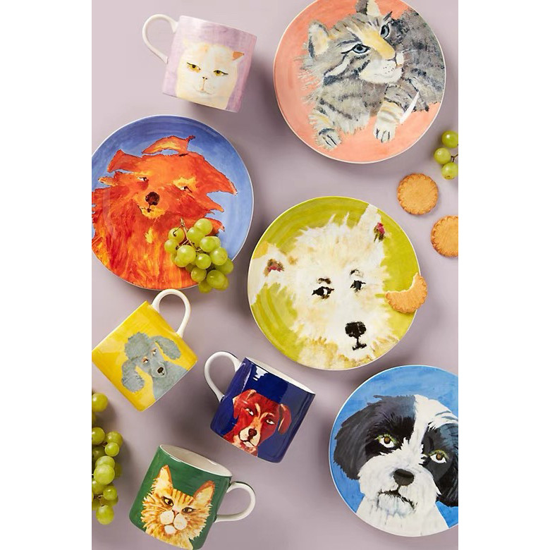 YG Antropolgie Americano Requintado Tema para Animais de Estimação Prato de Jantar Bonito Padrão Animal Design Prato de