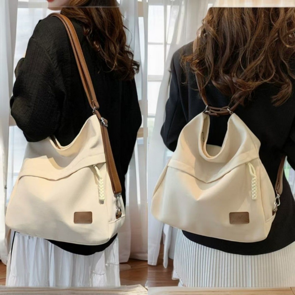 Mochila Feminina De Lona Conversível , Bolsa De Ombro Crossbody Para Viagens De Trabalho
