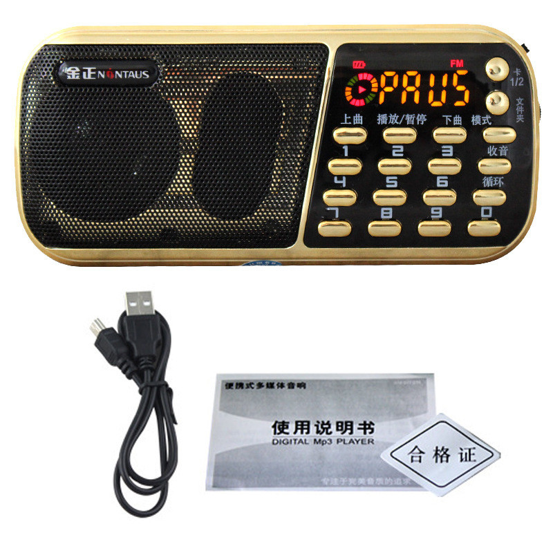 Jinzheng B853 cartão de áudio idosos portátil cartão FM U disco prática matinal Mini rádio áudio externo