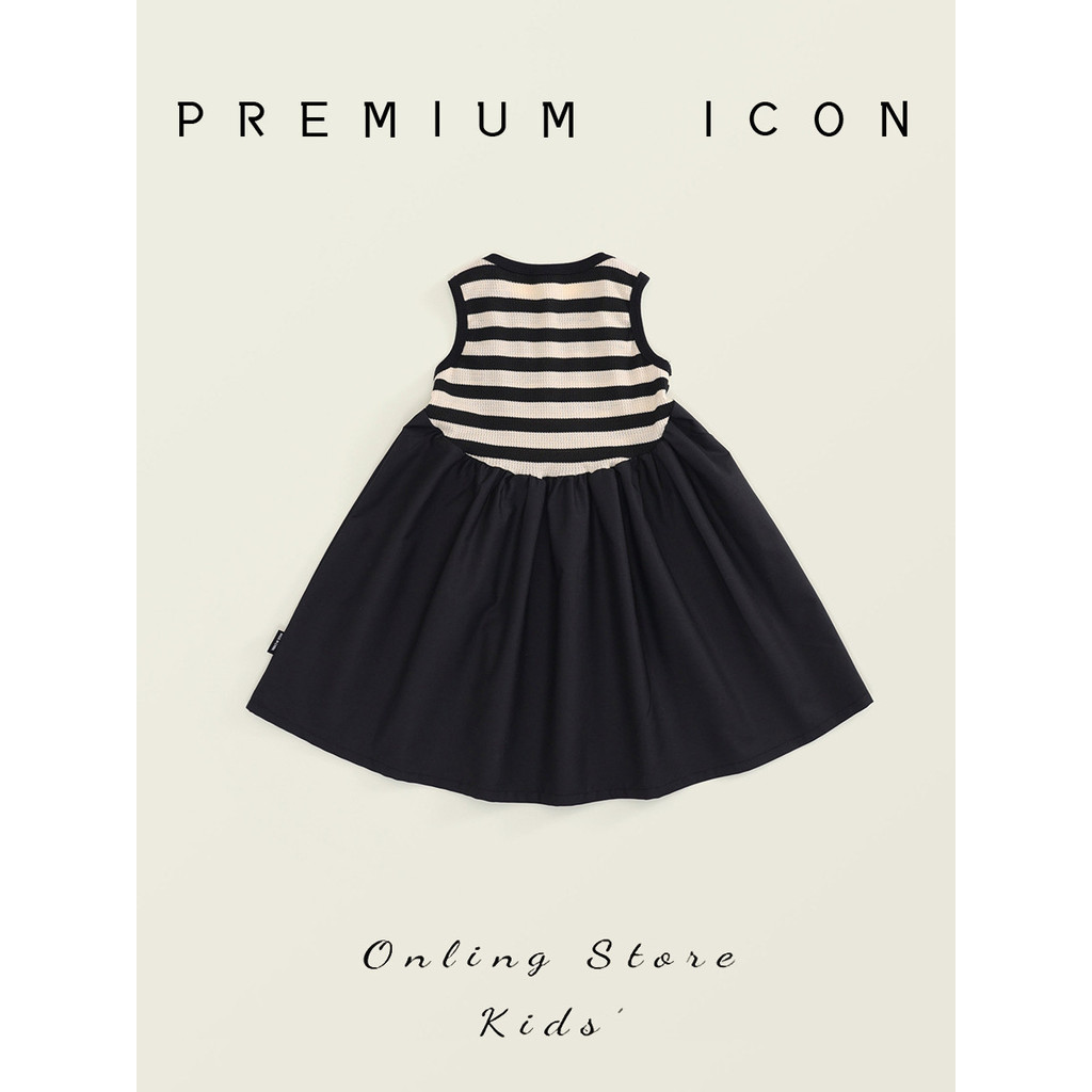 Meninas vestido de verão 2026 novo estilo moda crianças listrado manga curta versão coreana menina verão camiseta saia